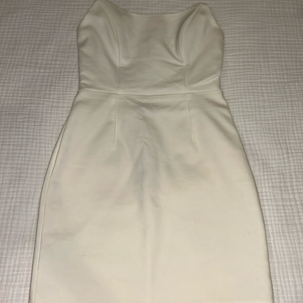 Princess Polly Cream Ruched Strapless Cocktail Dress